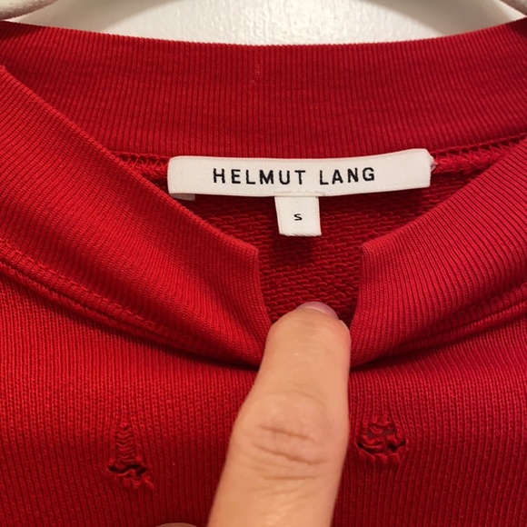 Helmut Lang Red Distressed Sweatshirt (S) - Picture 2 of 4